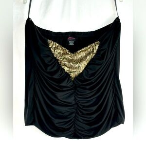 Torrid Black Tube Top Ruched Gold Sequin Detail Party Date Night Foxy Sz 3X‎